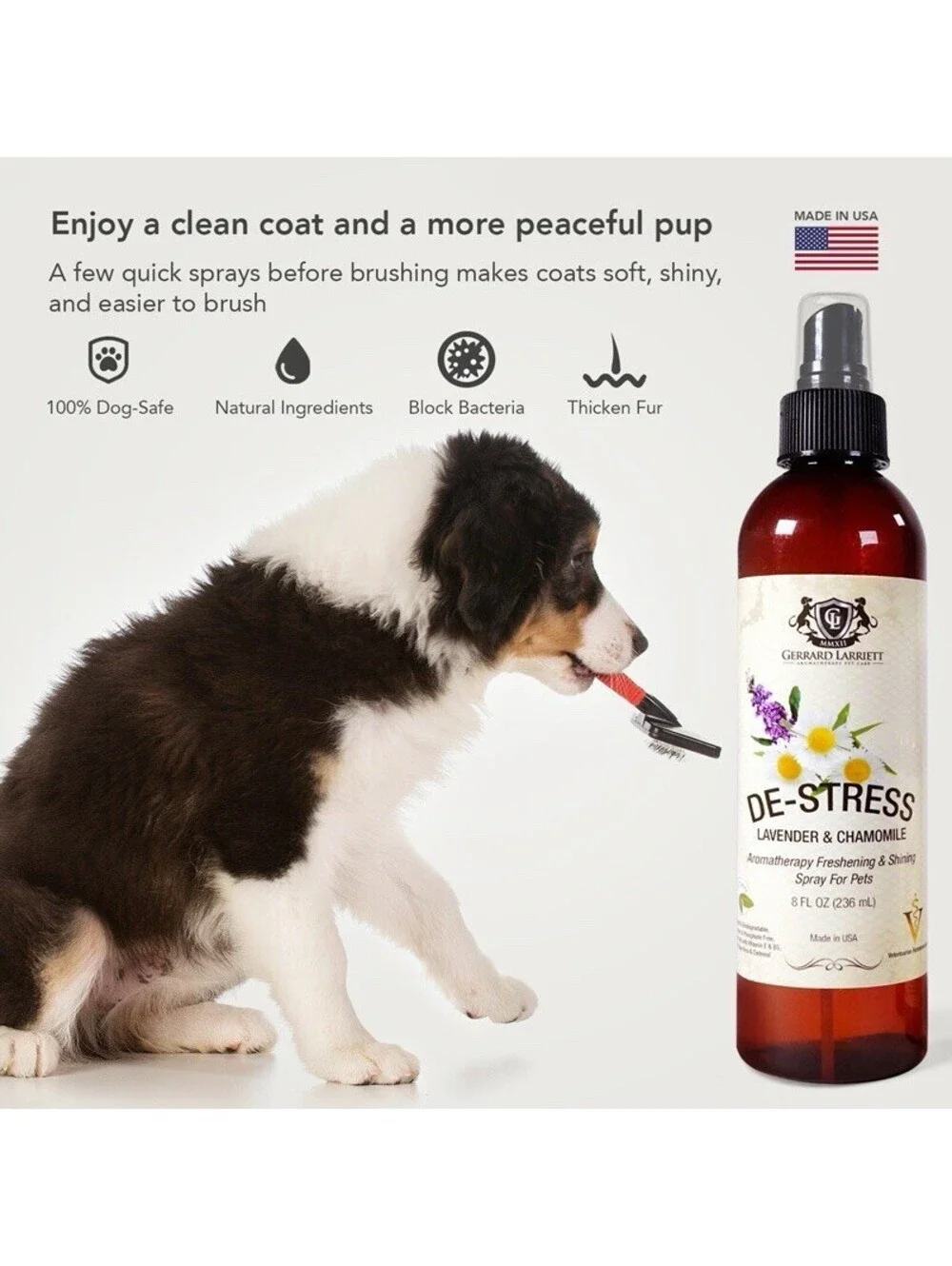 Gerrard Larriett Dog Aromatherapy Spray Chamomile Lavender Anxiety Stress Odor